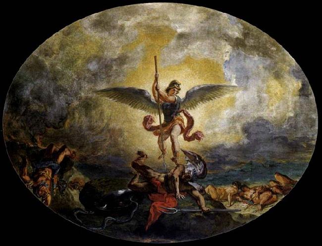 Eugene Delacroix St Michael defeats the Devil France oil painting art